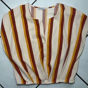 Zara striped  mid crop shirt